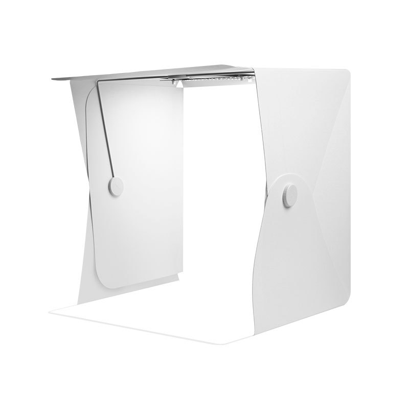 Mini studio foto cu folie PP ecologică și LED, model Zc-dysy-04, 40×40×40 cm, 730 g