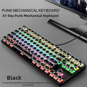 Механична клавиатура с 87 клавиша, кабелна връзка, механични превключватели, мултицветна подсветка, водоустойчива