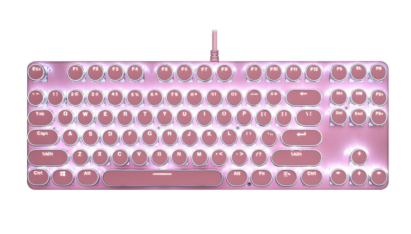 Механична клавиатура с 87 клавиша, кабелна връзка, механични превключватели, мултицветна подсветка, водоустойчива