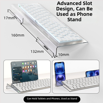 Suport pentru tastatură din acril, model Q9, cu două fețe, înclinare pentru scriere, greutate 300 g