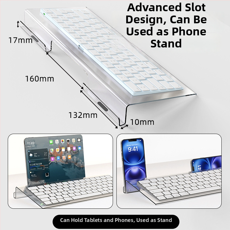 Suport pentru tastatură din acril, model Q9, cu două fețe, înclinare pentru scriere, greutate 300 g