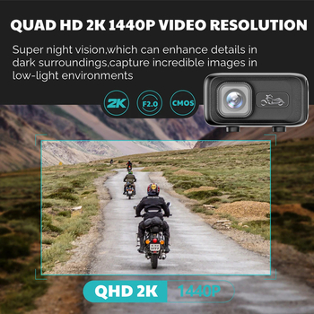MT100 DVR pentru motocicletă cu vedere de noapte 2K, unghi de cuprindere 170°, senzor 3MP, stocare maximă 128GB, pentru motociclete