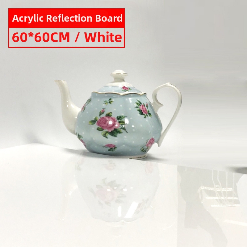 Akrilinė atspindinčioji plokštė produktų fotografavimui, fono plokštė (Medžiaga: Akrilas; Tipas: Fono plokštė; Panaudojimas: Produktų fotografavimas; Svoris: 0,4–1 kg; Garantija: Parduotuvė)
