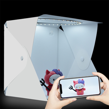 Studio mini pentru fotografiere bijuterii: inel de lumină de 20 cm, corp PVC, cutie de lumină difuză