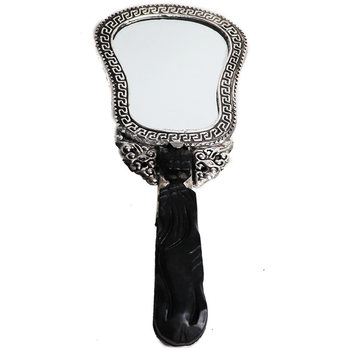 Hanfu fotografijos rekvizitas: rankoje laikomas veidrodis su Drakono ir Fenikso plokštele senoviniam kostiumui