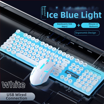 Set klávesnice a myši s Punk keycap, RGB podsvietená USB klávesnica s 1.3 m káblom, ergonomická, tlačiteľné logo, 1000dpi optická myš