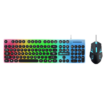 Set klávesnice a myši s Punk keycap, RGB podsvietená USB klávesnica s 1.3 m káblom, ergonomická, tlačiteľné logo, 1000dpi optická myš