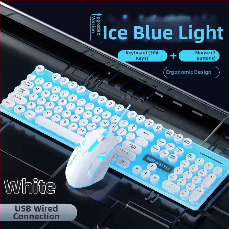 Set klávesnice a myši s Punk keycap, RGB podsvietená USB klávesnica s 1.3 m káblom, ergonomická, tlačiteľné logo, 1000dpi optická myš