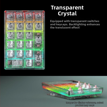 DK21 механична клавиатура с 21 клавиша, RGB подсветка, три режима свързване: жично, безжично и Bluetooth, hot-swappable