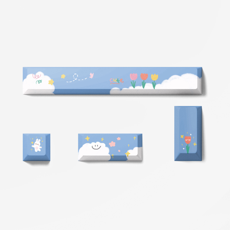 XDA комплект капачета за клавиши за механична клавиатура, PBT сублимация, непрозрачни клавиши Space и Enter