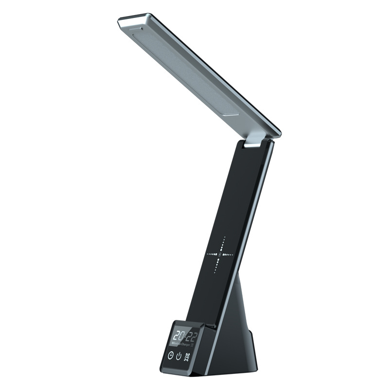Stolna lampa s Qi bežičnim punjenjem 15W, sklopiva zaštita za oči, digitalni zaslon, kompatibilno s iPhone, Apple Watch i AirPods