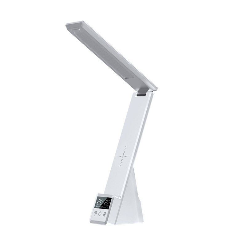 Stolna lampa s Qi bežičnim punjenjem 15W, sklopiva zaštita za oči, digitalni zaslon, kompatibilno s iPhone, Apple Watch i AirPods