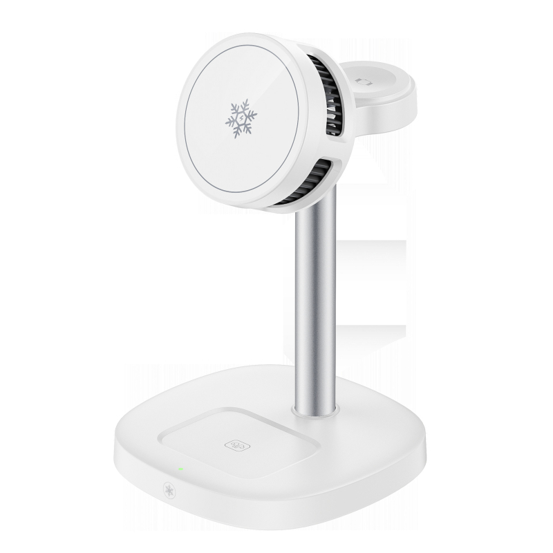 3-v-1 bezdrôtová nabíjačka na stojane s celkovým výkonom 33W, bezdrôtové nabíjanie 25W, Qi 2.2 certifikát, magnetické nabíjanie