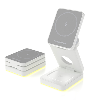 3-u-1 sklopivi magnetski bežični punjač-stativ, Qi 15W napajanje, USB-C ulaz, QC3.0/PD