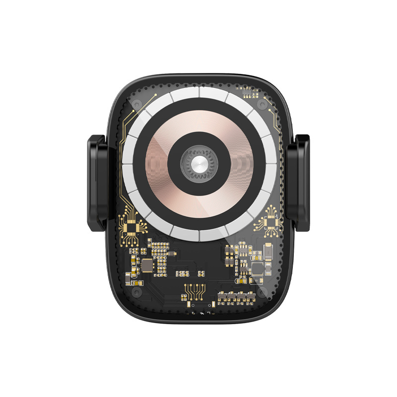 MagSafe autó mágneses vezeték nélküli töltő érintéses érzékeléssel, átlátszó punk stílus, 15W max, USB-C, QC3.0, mágneses rögzítés