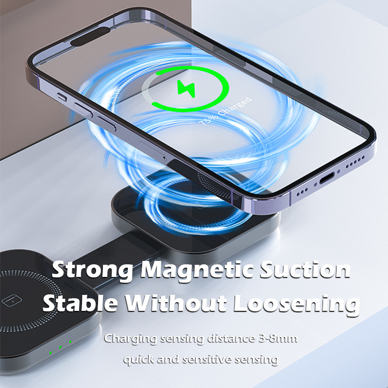 3-u-1 magnetski bežični punjač za Apple i Huawei telefone, slušalice i sat — 15W max, QC3.0, Type-C ulaz