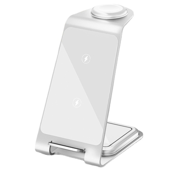 Uspravni bežični punjač, 3-u-1 stolni punjač, 15W brzo punjenje, QC3.0, kompatibilan s iPhone 14 i Huawei