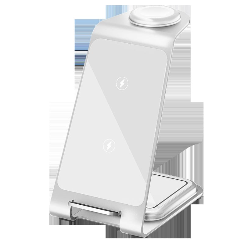 Uspravni bežični punjač, 3-u-1 stolni punjač, 15W brzo punjenje, QC3.0, kompatibilan s iPhone 14 i Huawei