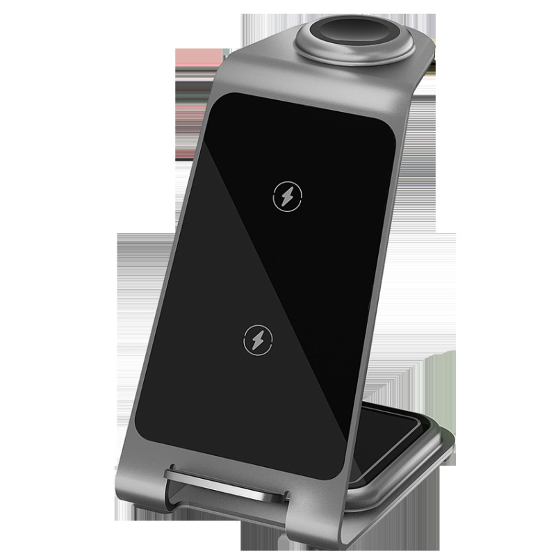 Uspravni bežični punjač, 3-u-1 stolni punjač, 15W brzo punjenje, QC3.0, kompatibilan s iPhone 14 i Huawei