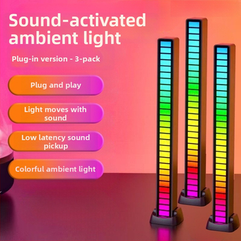 Datora galda lampa ar skaņas aktivētu apkārtējo gaismu un LED mūzikas ritmu, uzstādīšana uz galda