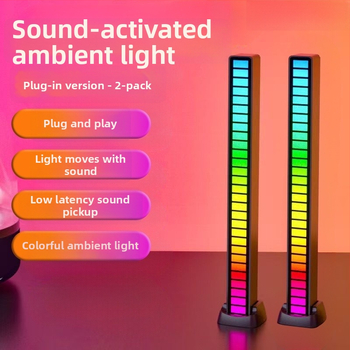 Datora galda lampa ar skaņas aktivētu apkārtējo gaismu un LED mūzikas ritmu, uzstādīšana uz galda