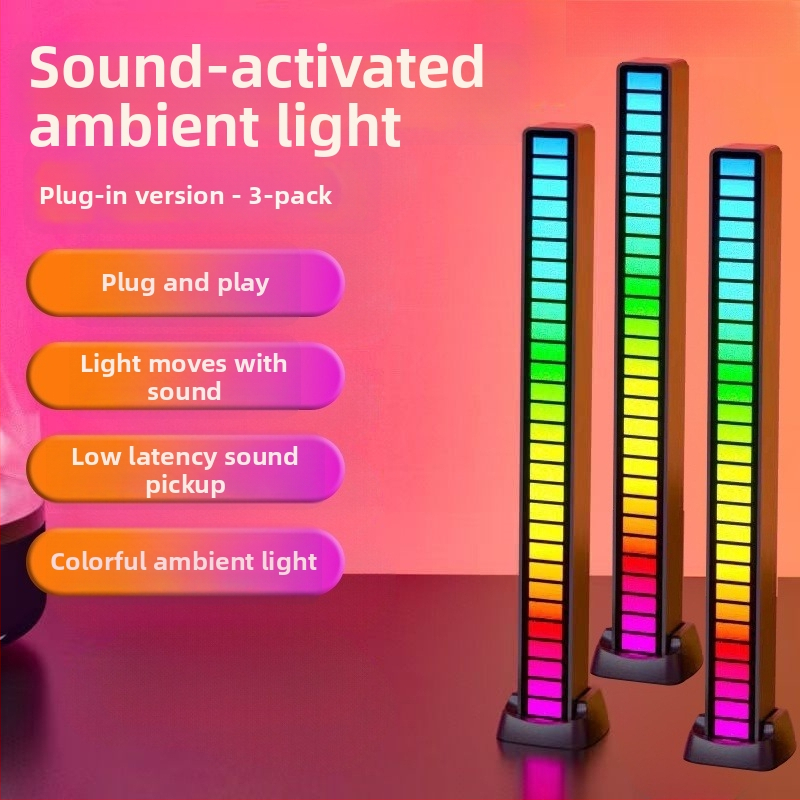 Datora galda lampa ar skaņas aktivētu apkārtējo gaismu un LED mūzikas ritmu, uzstādīšana uz galda
