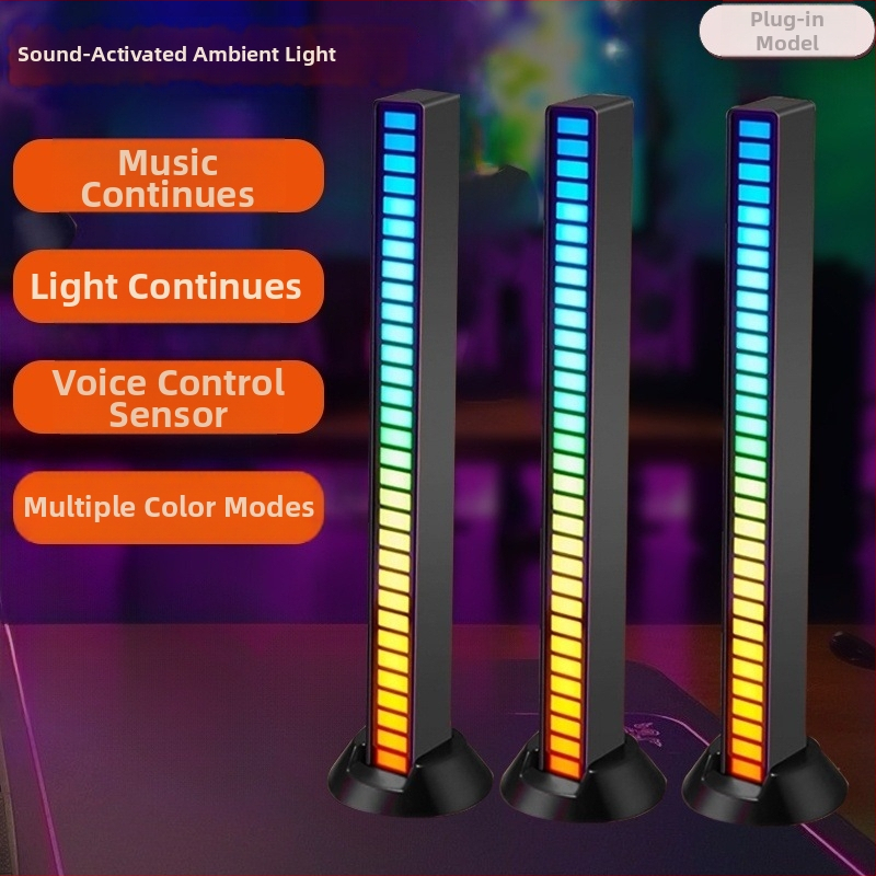 Datora galda lampa ar skaņas aktivētu apkārtējo gaismu un LED mūzikas ritmu, uzstādīšana uz galda