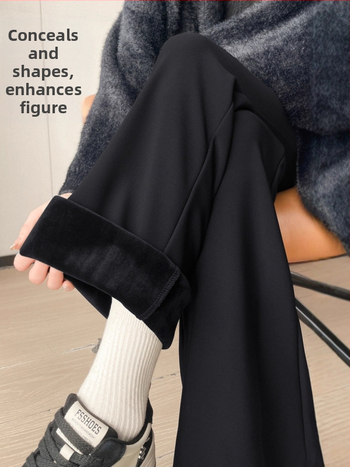 Žieminiai 2025 aukštos juosmens, laisvas kirpimo, ilgos plačios kelnės, iš Roman Cotton/Nylon-Polyamide mišinio, kasualus japonų/korejiečių stilius