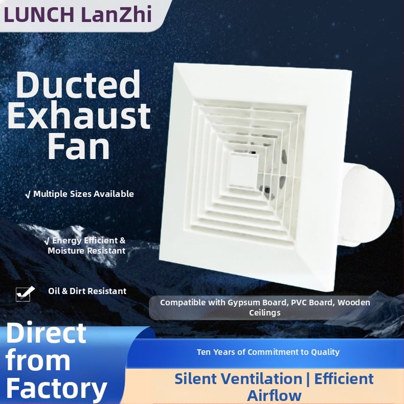 Csatornás típusú szellőztető ventilátor konyhához és fürdőszobához, mennyezet alatti felszerelés, 220V, 40W