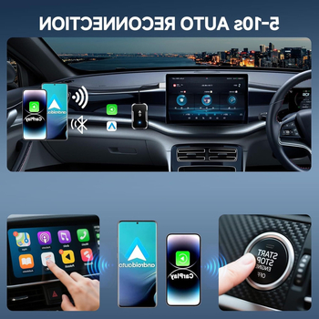 Adaptor CarPlay cablat către wireless pentru mașină, model C13 carplay; procesor dual-core; interfață USB-C; iOS compatibil; greutate 60 g