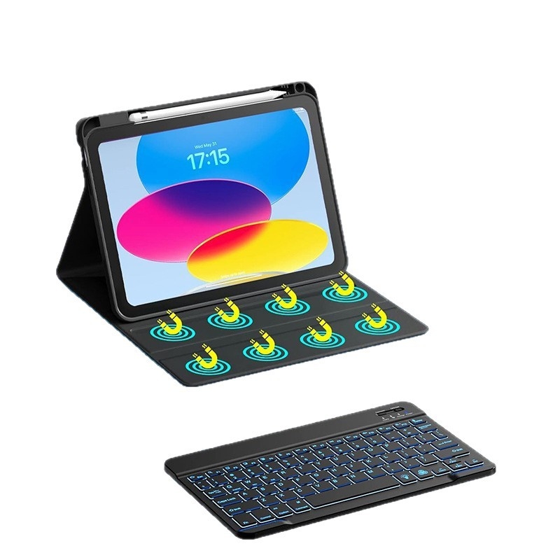 Husă de protecție tastatură iPad 11 – din piele artificială, rezistentă la șocuri, disipare a căldurii, atașare magnetică, compatibilă cu Apple