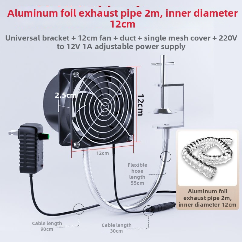 Univerzális konzolos ventilátor forrasztási füst elszívására – füst-elszívó, ablakos stílus