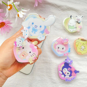 Akrilni stolni držač za telefon s rotirajućim teleskopskim prstenom, crtani stil Kuromi Sanrio