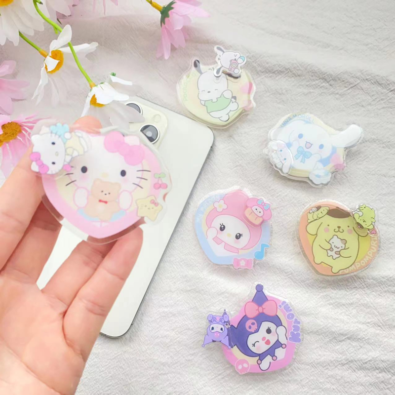 Akrilni stolni držač za telefon s rotirajućim teleskopskim prstenom, crtani stil Kuromi Sanrio