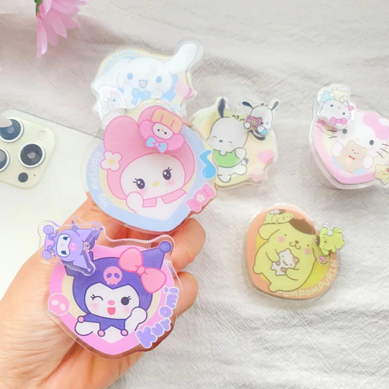 Akrilni stolni držač za telefon s rotirajućim teleskopskim prstenom, crtani stil Kuromi Sanrio