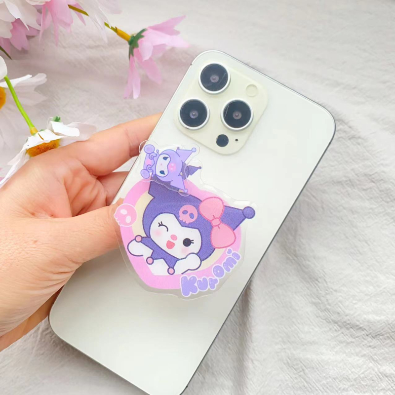 Akrilni stolni držač za telefon s rotirajućim teleskopskim prstenom, crtani stil Kuromi Sanrio
