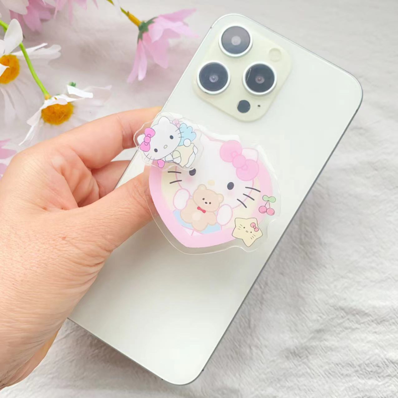 Akrilni stolni držač za telefon s rotirajućim teleskopskim prstenom, crtani stil Kuromi Sanrio