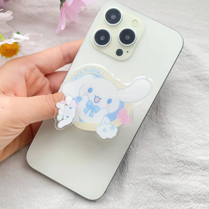 Akrilni stolni držač za telefon s rotirajućim teleskopskim prstenom, crtani stil Kuromi Sanrio
