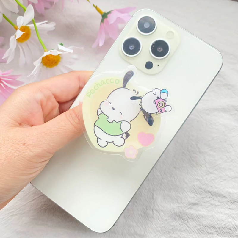 Akrilni stolni držač za telefon s rotirajućim teleskopskim prstenom, crtani stil Kuromi Sanrio