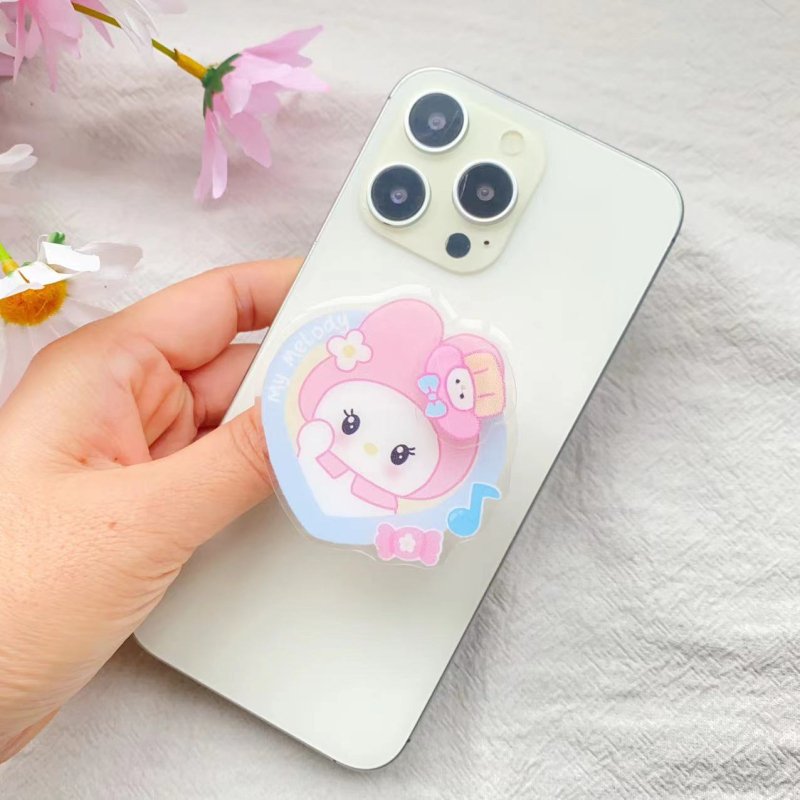Akrilni stolni držač za telefon s rotirajućim teleskopskim prstenom, crtani stil Kuromi Sanrio