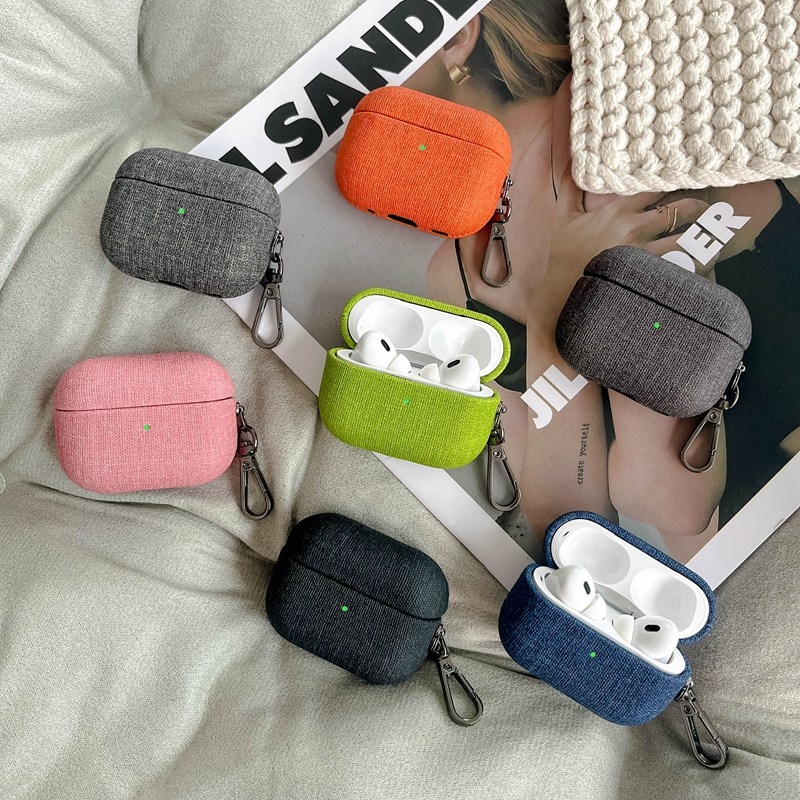 Kućište za AirPods Pro 3 s teksturom tkanine, silikonsko zaštitno kućište, boje narančasta, kaki i ružičasta
