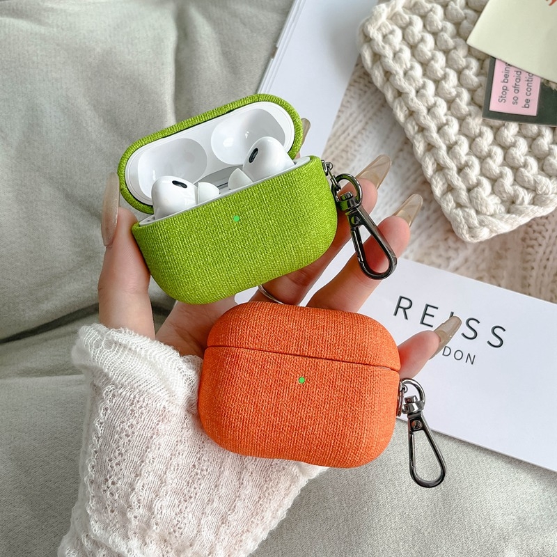 Kućište za AirPods Pro 3 s teksturom tkanine, silikonsko zaštitno kućište, boje narančasta, kaki i ružičasta
