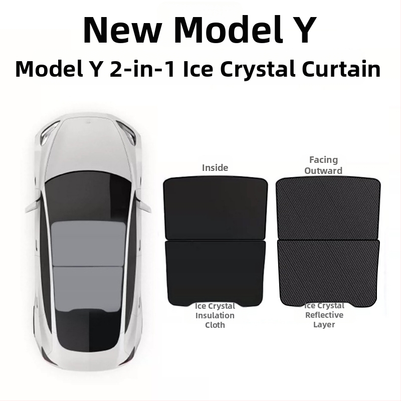 Tesla Model Y и Model 3 слънцезащитна щора за слънчев покрив, разделен дизайн, мрежеста изолационна завеса, щракващ монтаж