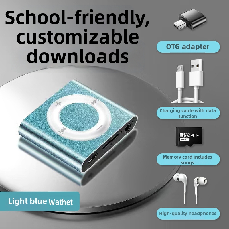 Studentu MP3 atskaņotājs - Mini pārnēsājams sporta muzikālais atskaņotājs, MP3 atskaņošana, bez paplašināšanas kartes atbalsta