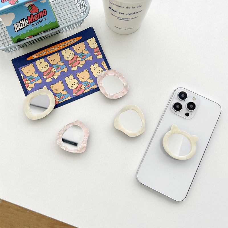 Καλλυντικό καθρέφτης για γάτες με αυτοκόλλητο σε μοτίβο κοχυλιού, φορητός, κατασκευή από πλαστικό, καθολικό στυλ, ουδέτερη μάρκα