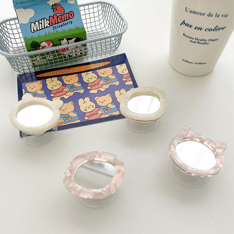 Καλλυντικό καθρέφτης για γάτες με αυτοκόλλητο σε μοτίβο κοχυλιού, φορητός, κατασκευή από πλαστικό, καθολικό στυλ, ουδέτερη μάρκα