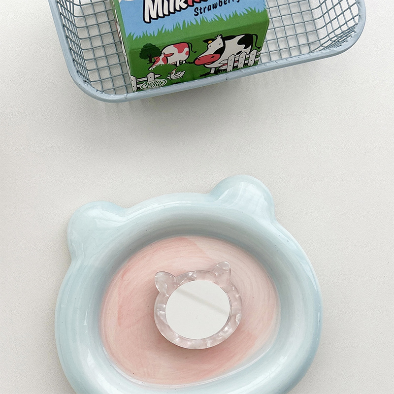 Καλλυντικό καθρέφτης για γάτες με αυτοκόλλητο σε μοτίβο κοχυλιού, φορητός, κατασκευή από πλαστικό, καθολικό στυλ, ουδέτερη μάρκα