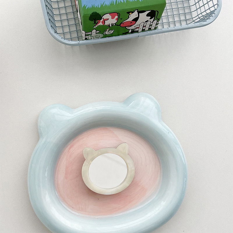 Καλλυντικό καθρέφτης για γάτες με αυτοκόλλητο σε μοτίβο κοχυλιού, φορητός, κατασκευή από πλαστικό, καθολικό στυλ, ουδέτερη μάρκα