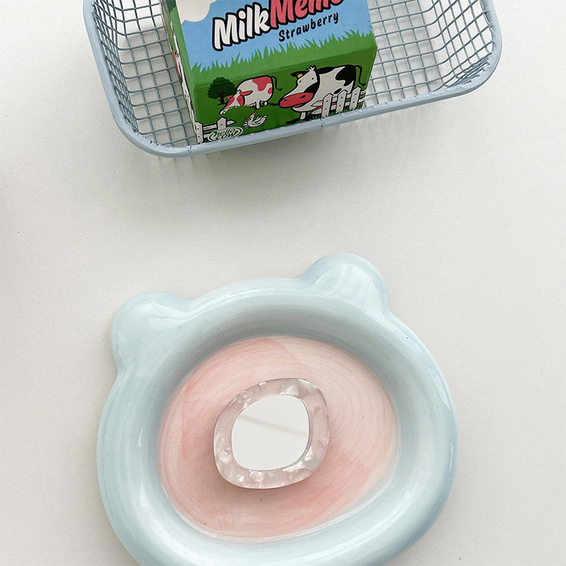 Καλλυντικό καθρέφτης για γάτες με αυτοκόλλητο σε μοτίβο κοχυλιού, φορητός, κατασκευή από πλαστικό, καθολικό στυλ, ουδέτερη μάρκα