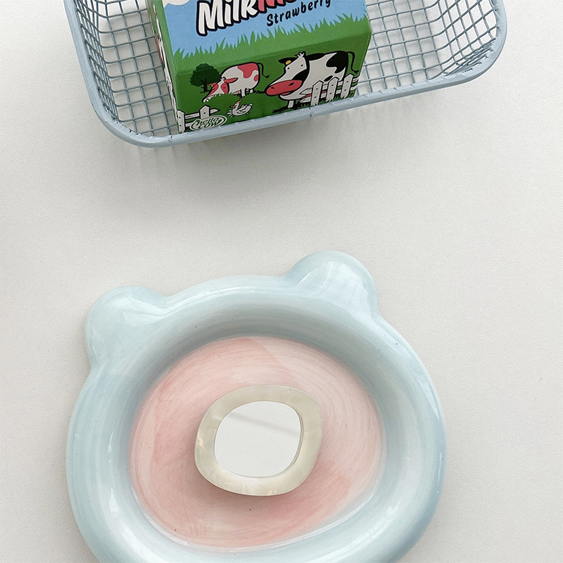 Καλλυντικό καθρέφτης για γάτες με αυτοκόλλητο σε μοτίβο κοχυλιού, φορητός, κατασκευή από πλαστικό, καθολικό στυλ, ουδέτερη μάρκα